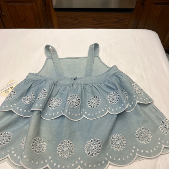 NWT Tucker & Tate Girls Sz. 8 Distressed, Light Blue, Tiered Denim Fabric Top. - Picture 10 of 12